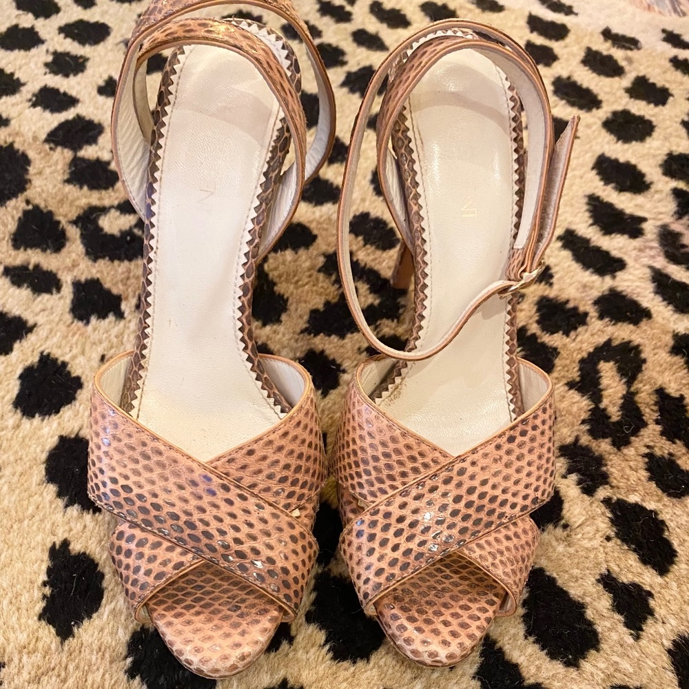 Saint Laurent Snakeskin Pink Nude Pumps Heels